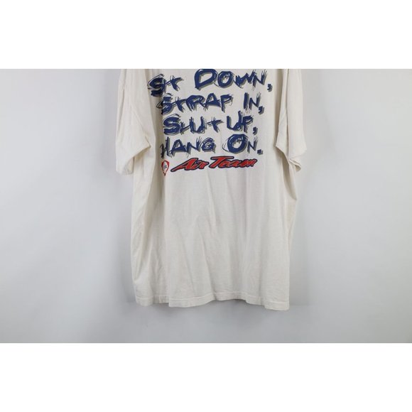 Vintage 90s Streetwear XL Distressed FINA Air Team Spell Out T-Shirt White USA - Picture 10 of 11